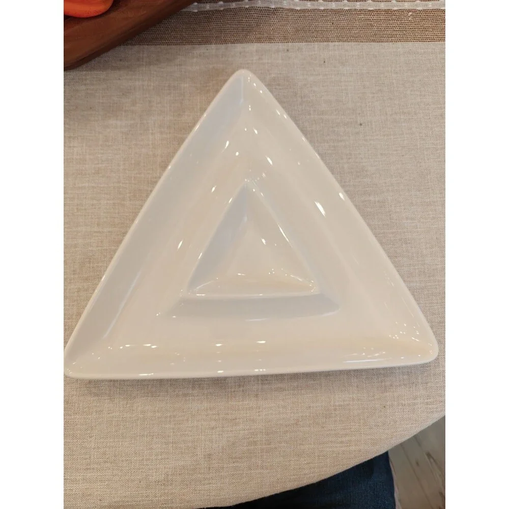 Pfaltzgraff Triangle White Dip Tray Mid Century Modern Perfect Serving Dish